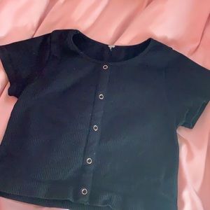cute black faux button top 🎀